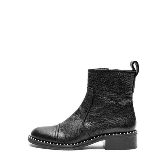 Zadig & Voltaire Empress Clous Round Toe Leather Low-Heel Booties $528, Sz 36 - Picture 1 of 9